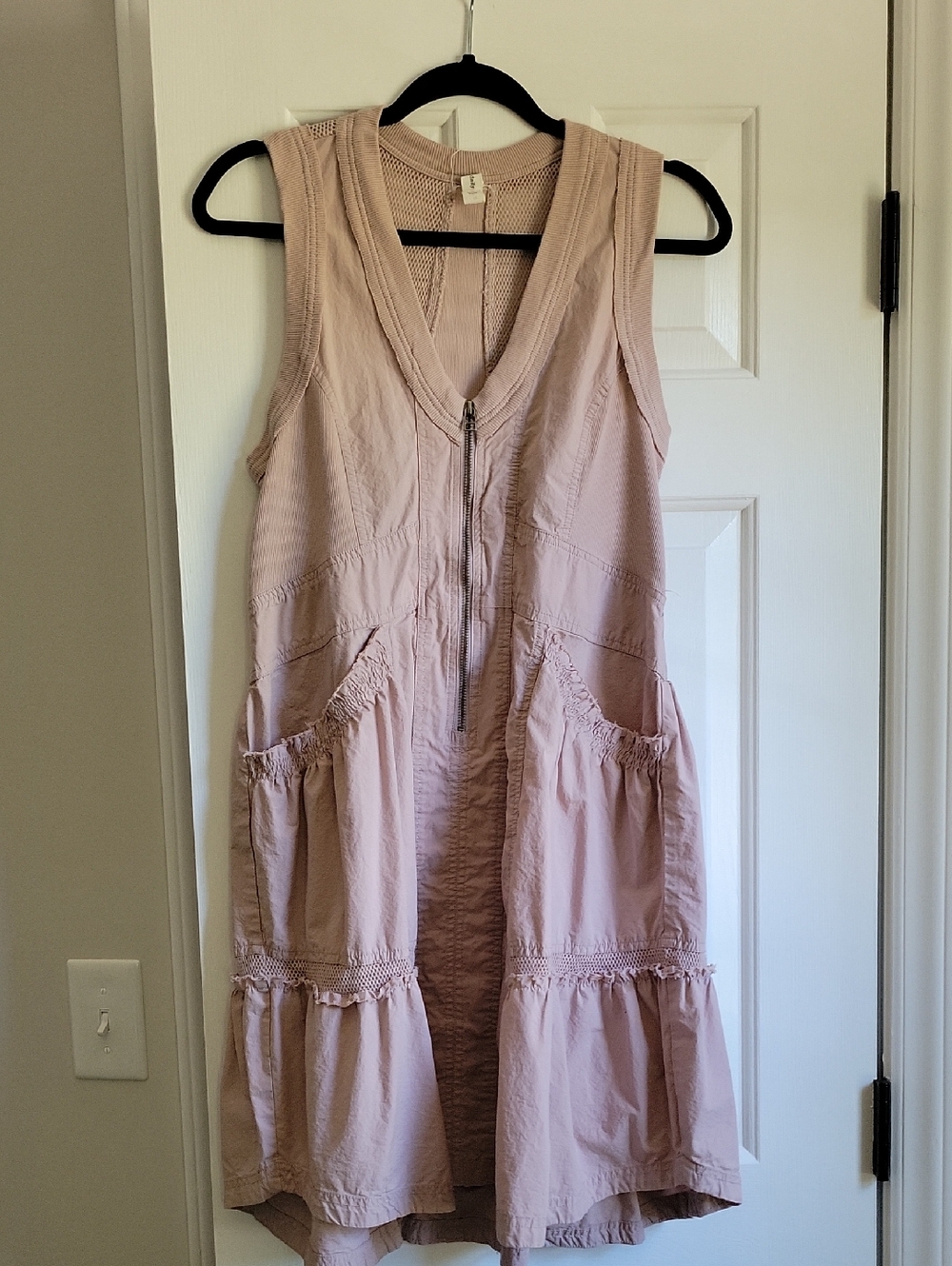 Anthropologie Sleeveless Dress in Dusty Pink with Front Zip